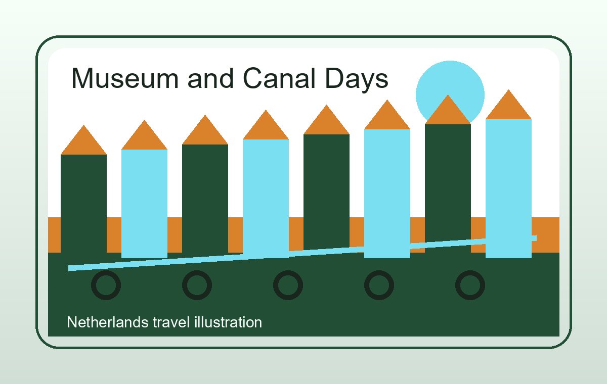 Illustratie van museumroutes en Nederlandse stadsreizen